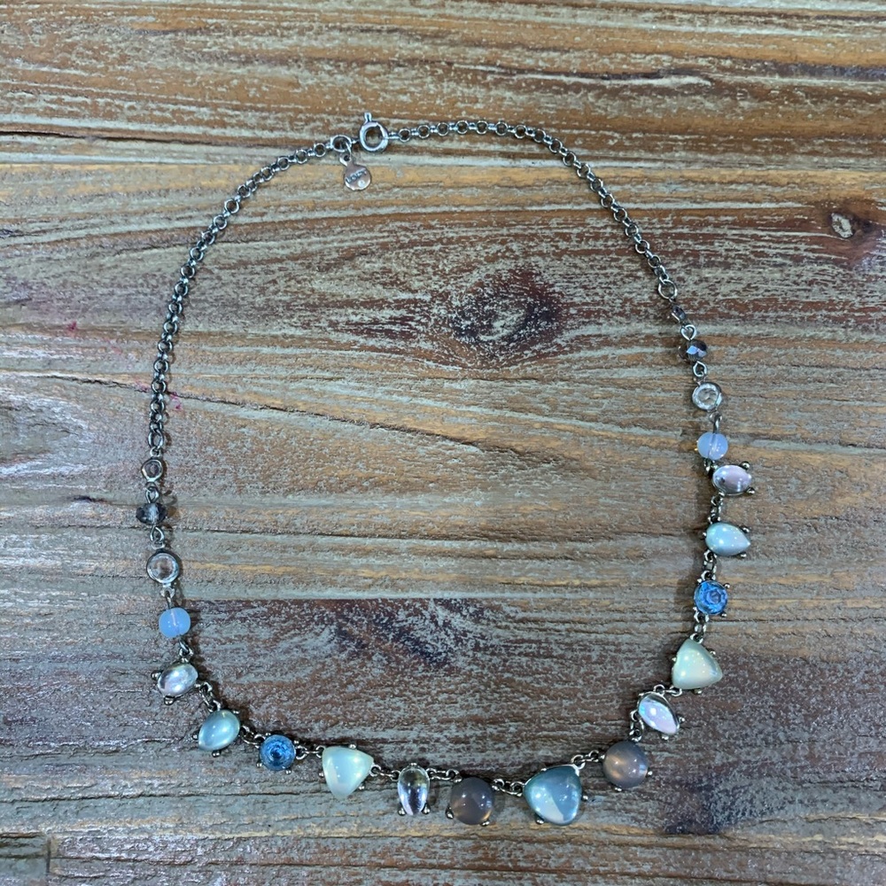 LOFT Silver and Blue Gemstone Necklace